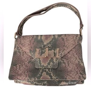 Ted Baker London Brown pink Leather Shoulder Bag with Classic Snakeskin design